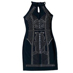 Iris Rhinestone bodycon mini black dress size small